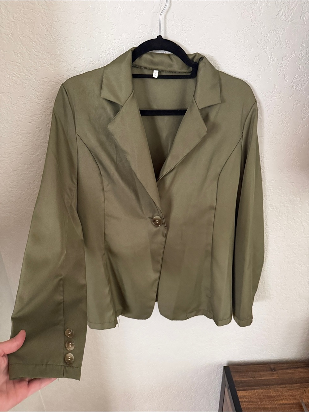 SHEIN Olive Single-Button Women's Blazer - Picture 4 of 5